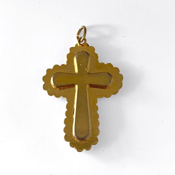 Micro Mosaic Gold Cross Pendant - Picture 4 of 4